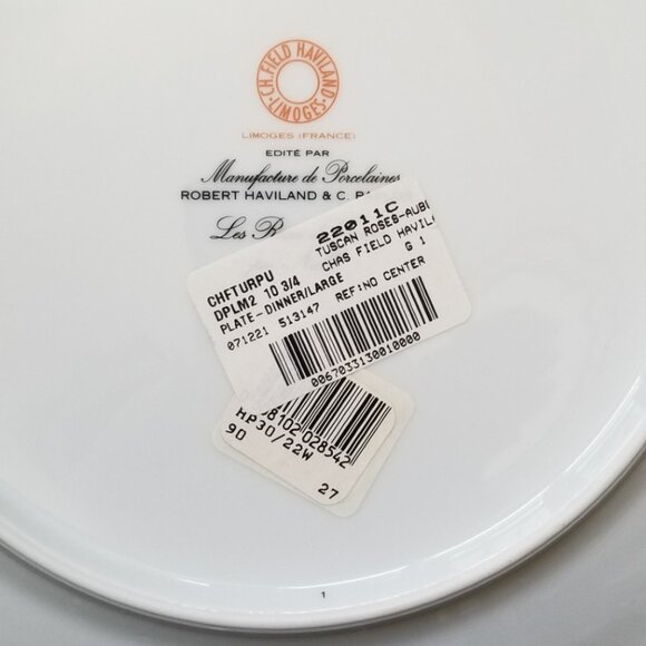 Haviland Limoges Tuscan Roses Dinner Plate NWT - Picture 5 of 5
